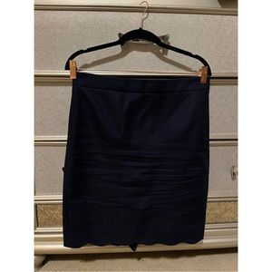 J. Crew Navy scalloped sateen navy blue pencil skirt